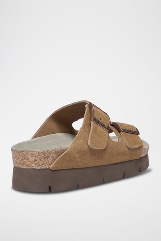 Mules plateformes en cuir suédé Sandalplatform - Marron