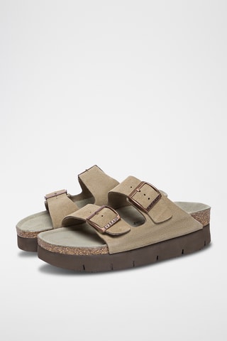 Mules plateformes en cuir suédé Sandalplatform - Marron