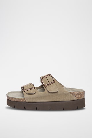 Mules plateformes en cuir suédé Sandalplatform - Marron
