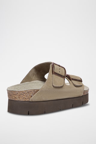 Mules plateformes en cuir suédé Sandalplatform - Marron