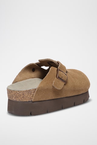 Suèdeleren Clogs met Sleehak Brooklynplatform - Bruin