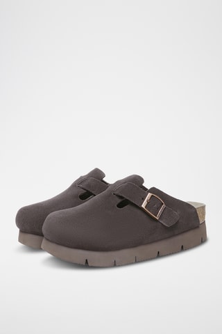 Sabots compensés en cuir suédé Brooklynplatform - Marron