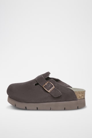 Sabots compensés en cuir suédé Brooklynplatform - Marron