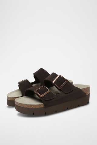 Mules plateformes en cuir suédé Sandalplatform - Marron