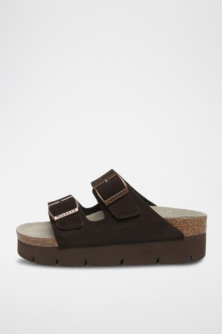 Mules plateformes en cuir suédé Sandalplatform - Marron