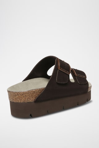 Mules plateformes en cuir suédé Sandalplatform - Marron
