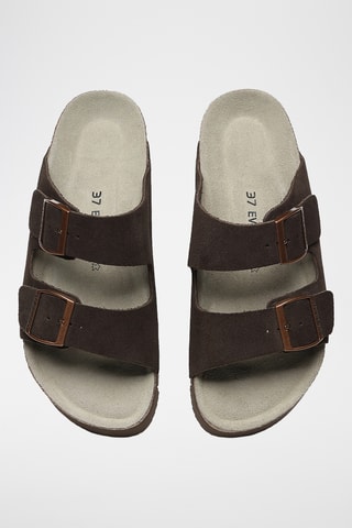 Mules plateformes en cuir suédé Sandalplatform - Marron