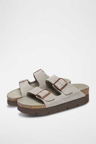 Mules plateformes en cuir suédé Sandalplatform - Gris