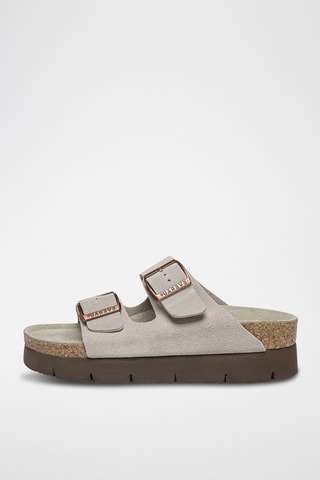 Mules plateformes en cuir suédé Sandalplatform - Gris