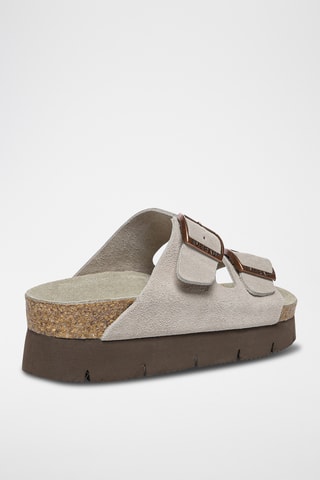 Mules plateformes en cuir suédé Sandalplatform - Gris