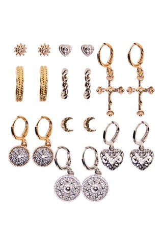 9 paires de boucles d’oreilles - Doré