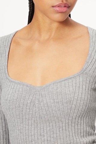 Pull court - Gris clair chiné