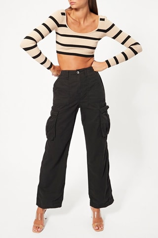 Pantalon cargo taille haute - Noir