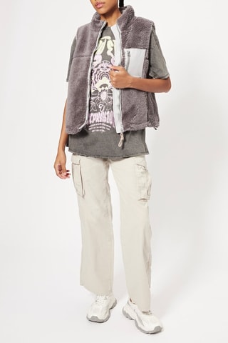 Pantalon cargo taille haute - Ecru