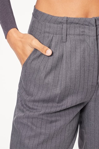 Pantalon dad fit taille haute - Gris chiné