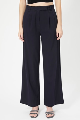 Pantalon wide legs taille haute Bleu marine