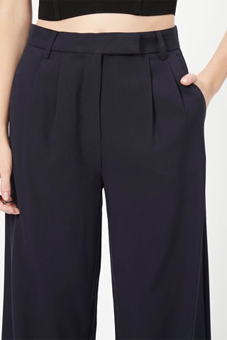 Pantalon wide legs taille haute Bleu marine