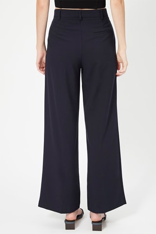 Pantalon wide legs taille haute Bleu marine
