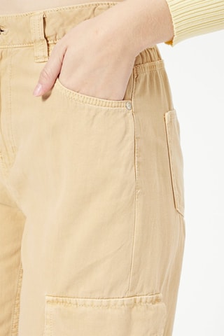 Pantalon cargo taille haute Beige
