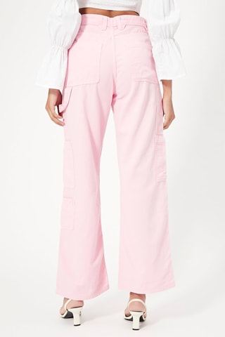 Pantalon cargo taille haute - Rose