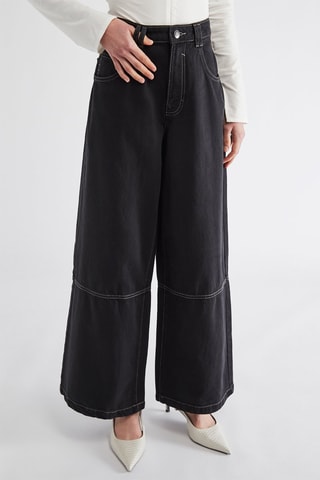 Pantalon wide legs taille haute - Noir