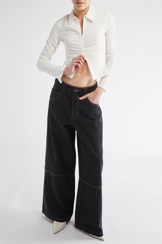 Pantalon wide legs taille haute - Noir