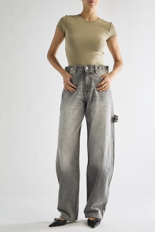 Jean wide legs taille haute - Gris