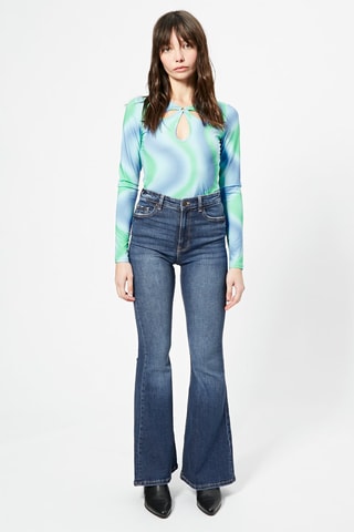 Jean flare taille haute Bleu