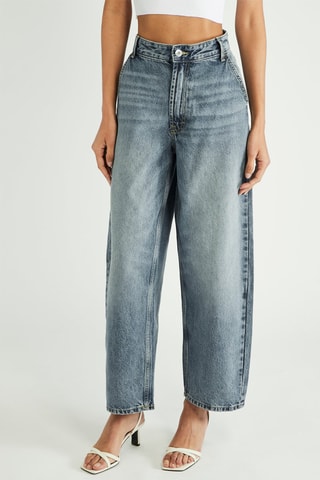Jean wide legs taille haute - Bleu