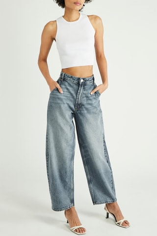 Jean wide legs taille haute - Bleu