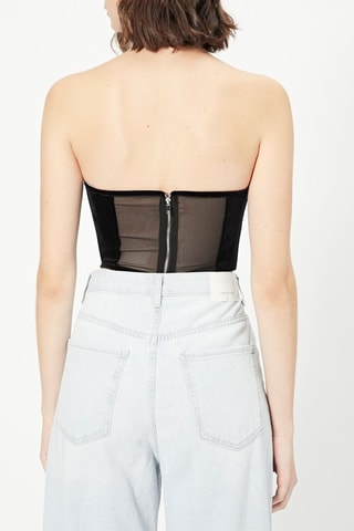 Velours Strapless Crop Top Zwart