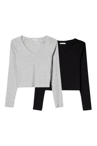 2 tops - Gris chiné et noir