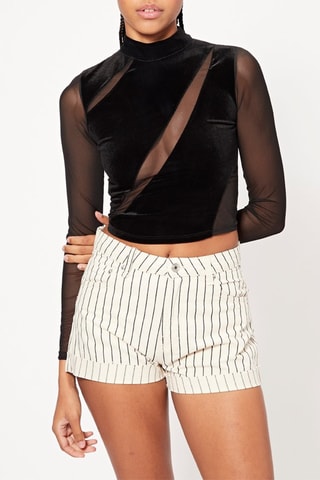 Crop top bi-matière - Noir