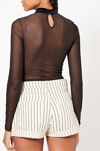 Crop top bi-matière - Noir