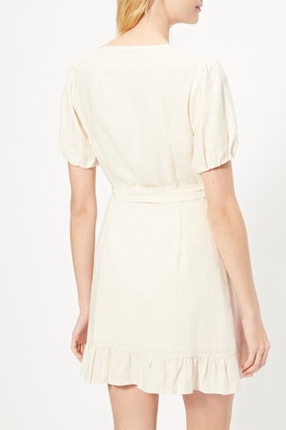 Robe portefeuille en lin Ecru