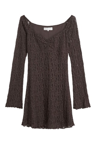 Robe droite en dentelle - Marron