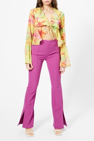 Blouse volantée - Vert citron et rouge