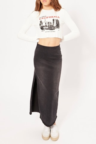 Jupe midi en jean - Noir