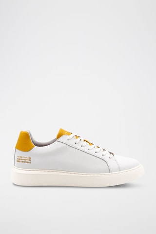 Leren Sneakers - Wit - Wit en geel