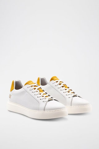 Leren Sneakers - Wit - Wit en geel