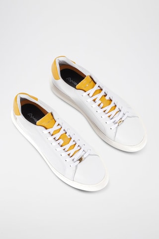 Leren Sneakers - Wit - Wit en geel