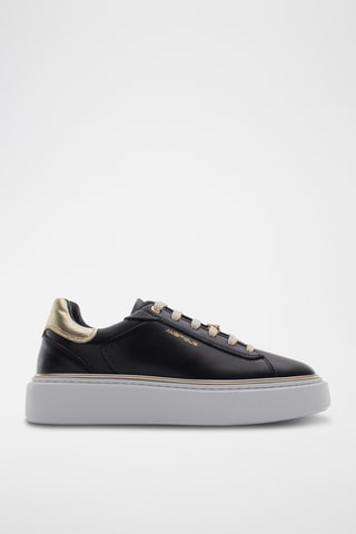 Leren Platform Sneakers - Zwart
