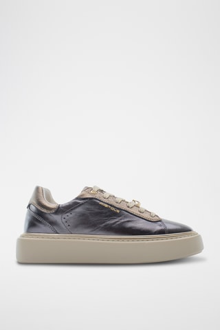 Baskets plateformes en cuir - Marron