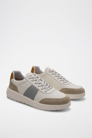 Leren Sneakers - Beige en wit - Beige en wit
