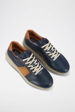Leren Sneakers - Blauw - Blauw en bruin