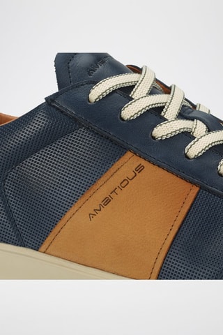 Leren Sneakers - Blauw - Blauw en bruin