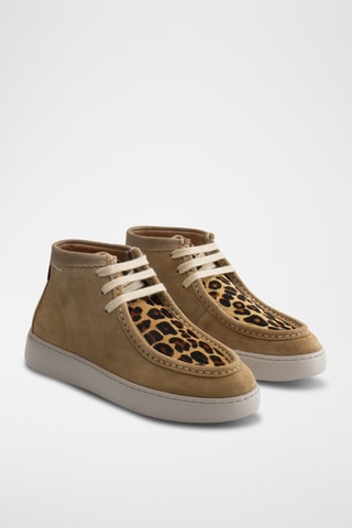 Leren Hoge Enkellaarzen - Beige