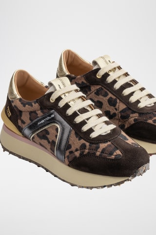 Baskets compensées en cuir - Marron