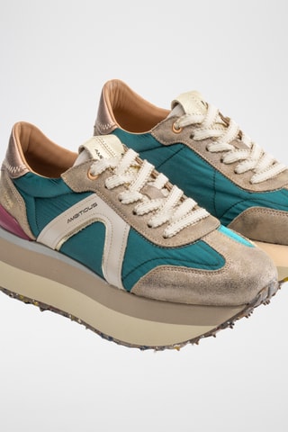 Baskets compensées en cuir - Vert