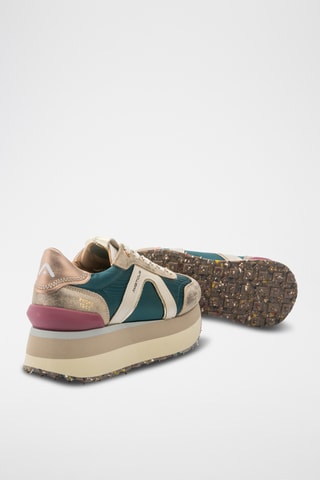Baskets compensées en cuir - Vert